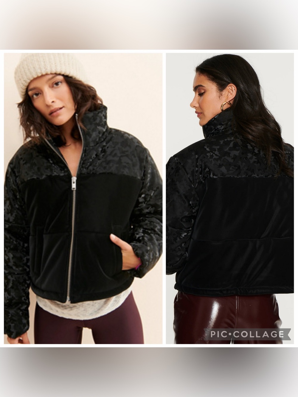 NWT new small free people Blue revival black camo Quilted puffer jacket